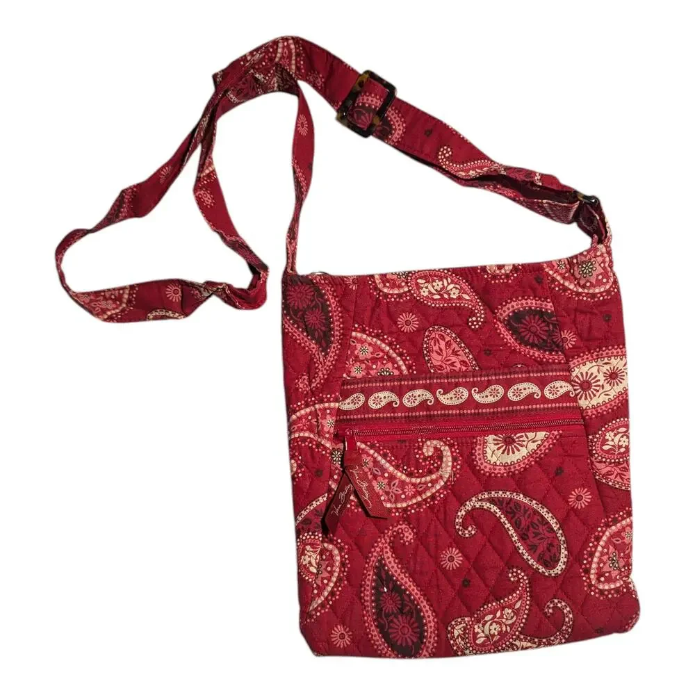 Vtg Y2K Vera Bradley Red Paisley Mesa Hipster Quilted Crossbody Swing Pack Bag